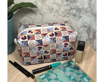 Large Quilted Patchwork Makeup Bag