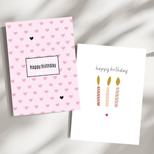 Geburtstagswünsche, 2 Karten, druckbar, minimalistische, einfach und leer, Sofort Download, Digital Illustration, A6 - 105mm - 148 mm