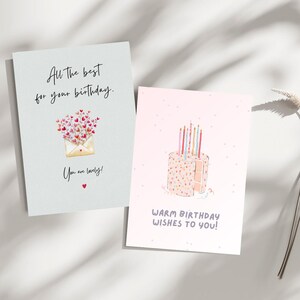 Happy birthday, 2 Karten, druckbar, minimalistische, einfach und leer, Sofort Download, Digital Illustration, A6 - 105mm - 148 mm