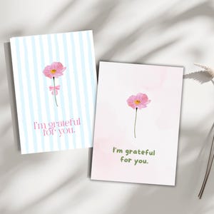 I'm grateful for you card, 4 Karten (2x D + 2x GB) minimalistische, einfach + leer, Sofort Download, Digital Illustration, A6 - 105 * 148 mm