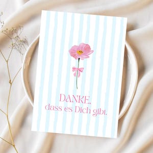 Danke dass es Dich gibt, 2 Karten minimalistische, einfach und leer, Sofort Download, Digital Illustration, A6 - 105mm - 148 mm