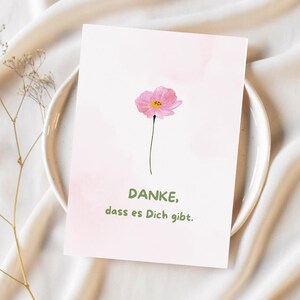 Danke dass es Dich gibt, 2 Karten minimalistische, einfach und leer, Sofort Download, Digital Illustration, A6 - 105mm - 148 mm