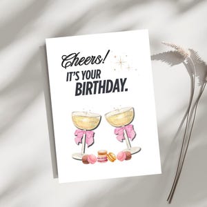 Santé ! C'est ton anniversaire ! Carte imprimable, minimaliste, simple et vierge, téléchargement instantané, illustration numérique, format A6 - 105 x 148 mm.