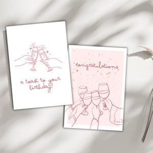 Joyeux anniversaire, 2 cartes, imprimables, minimalistes, simples et vierges, téléchargement instantané, illustration numérique, A6 - 105 mm - 148 mm