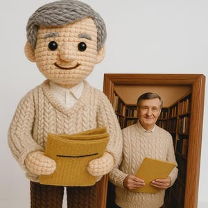 Custom Crochet Male Teacher Doll – Handmade Gift, Personalized Teacher Farewell, Unique Teacher Appreciation Keepsake
