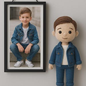 Personalized Crochet Look-Alike Doll – Custom Mini Me Gift | Handmade Soft Toy Keepsake for Kids, Babies, or Nursery Decor