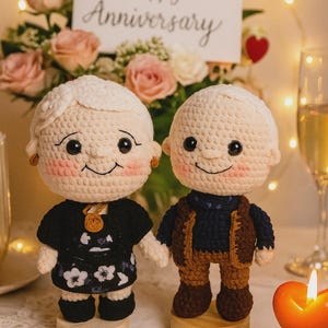 Crochet Grandparents Dolls - Handmade Yarn Doll Gift for Grandma and Grandpa - Cute Elderly Couple Amigurumi for Birthday or Keepsake
