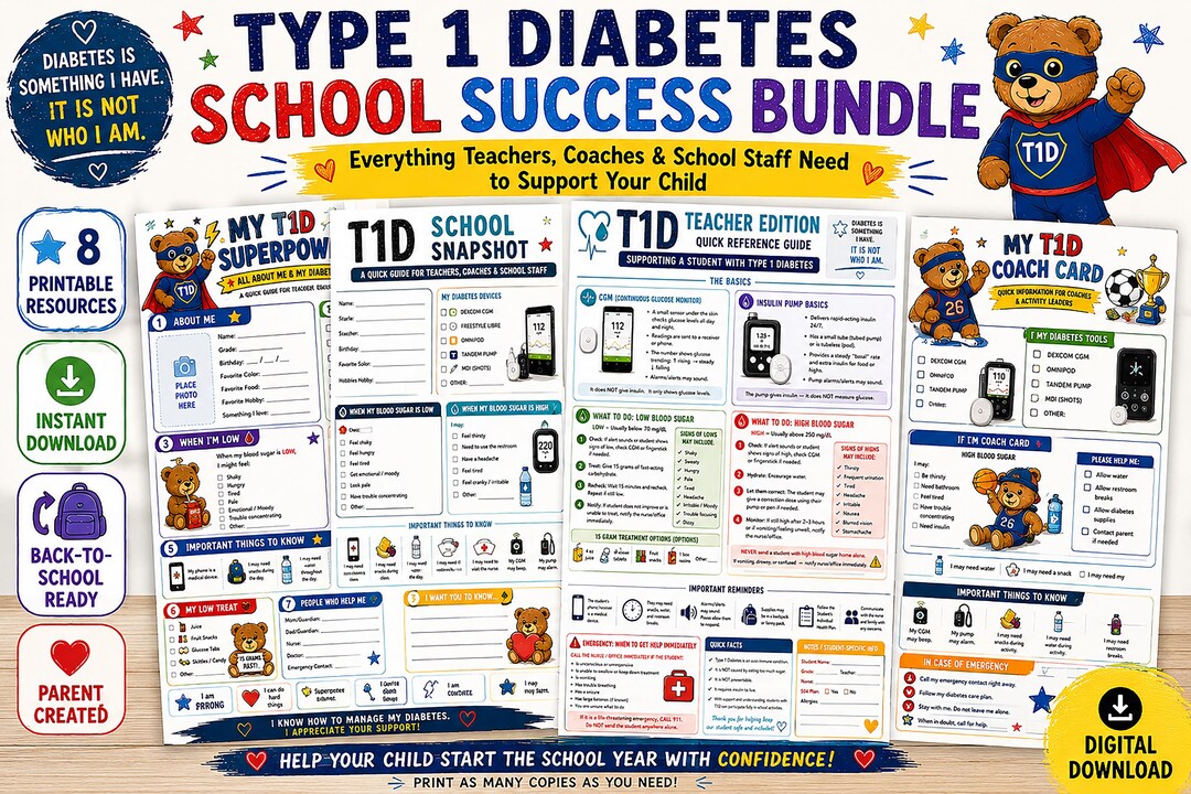 Type 1 Diabetes School Success Bundle | T1D Student Profile | Teacher ...
