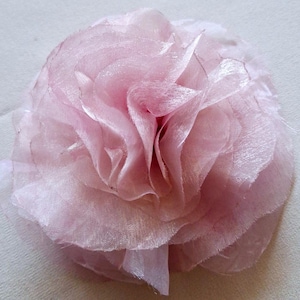 Mauve Pink flower brooch Organza flower pin, Light Pink Dress Flower pin, Layered Large flower pin Gift for mother Party brooch accessory