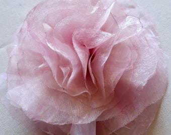 Mauve Pink Organza Flower Brooch, Floral Pin, Bachelorette Party Accessory