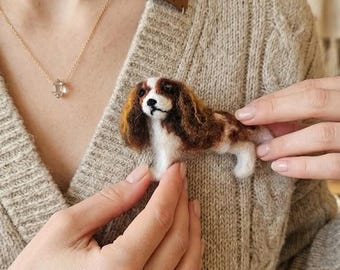 Cocker Spaniel Dog Brooch, Needle Felted Wool Animal Pin, Whimsical Accessory