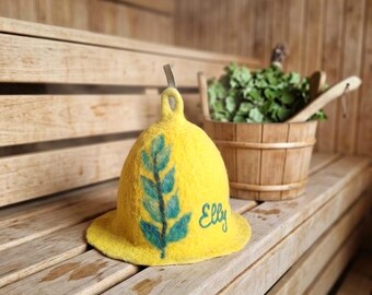 Personalized Felt Sauna Hat, Handmade Wool Banya Hat, Thermal Protection
