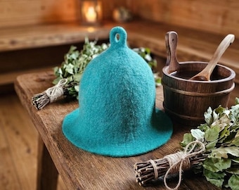 Wool Sauna Hat, Natural Heat and Cold Protection, Custom Name Gift