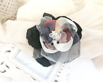Handmade Organza Flower Brooch, Elegant Layered Chiffon Pin