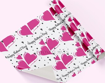 Happy Mother's Day Wrapping Paper | Blush Hearts Design | Perfect Gift Wrap for Mother's Day Gifts