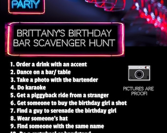 Printable Birthday Bar Scavenger Hunt Game: Customizable Party Fun (Digital Download)