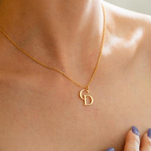 Custom Initial Necklace, 2 Letter Name Neckalce, Couple Letter Initial Necklace, 14K Gold Two Initials Necklace, Anniversary Gift for Wife