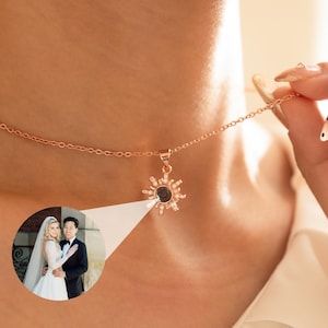 Collar con imagen personalizada, collar con proyección de fotos solares, joyería con proyección, regalo conmemorativo, regalo de aniversario para esposa, regalo de dama de honor