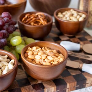 Set of Teak Wood Bowls, Bar Snack Bowl Set, Key Bowl, Nut Bowl, Sauce Bowl, Wooden Bowl, Dip Bowl, Charcuterie Bowls - Matt Finish