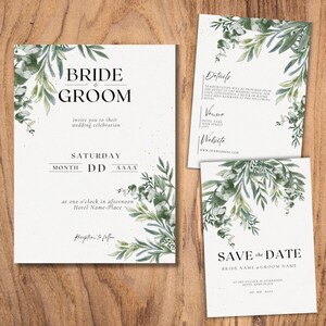 Template Wedding invitation- Soft Green