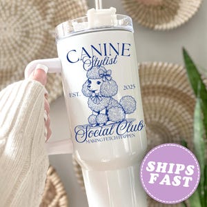 Dog Groomer Tumbler, Custom Dog Grooming Tumbler with handle, Dog Groomer Gifts, Dog groomer cups, Dog Groomer 40oz cups, Dog Salon tumbler