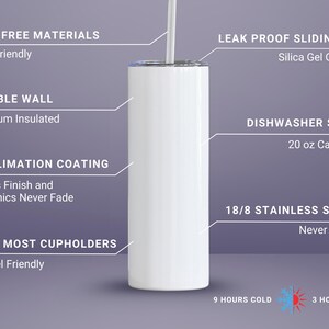 Pu&ograve; includere: Bicchiere termico bianco con coperchio scorrevole e cannuccia. Caratteristiche: isolamento sottovuoto a doppia parete, rivestimento a sublimazione e acciaio inossidabile 18/8. Il bicchiere &egrave; lavabile in lavastoviglie e si adatta alla maggior parte dei portabicchieri. Capacit&agrave; 591 ml.