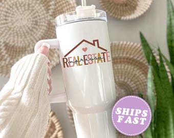 Real Estate Agent Tumbler, Personalized Real Estate Closing gift for Real Estate Agent Tumbler with handle, Real estate broker, Custom 40oz