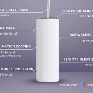 Puede incluir: Vaso aislado blanco con tapa deslizante y pajita. Incluye aislamiento al vac&iacute;o de doble pared, revestimiento de sublimaci&oacute;n y acero inoxidable 18/8. El vaso es apto para lavavajillas y se adapta a la mayor&iacute;a de los portavasos. Capacidad de 591 ml.