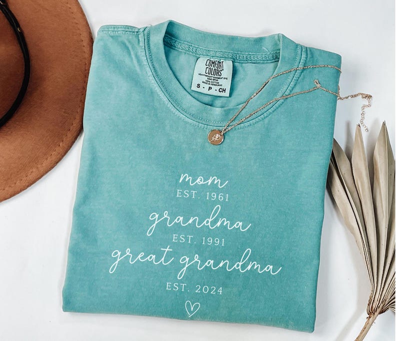 Custom Great Grandma Shirt New Great Grandma Shirt Mom Grandma Great Grandma Shirt Promoted to Great Grandma Gift for Great Grandma est tee Seafoam
