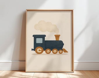 Steam Train Nursery Print: Vintage Locomotive, Retro Railway (Digital Download)
