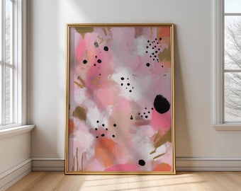 Lámina artística abstracta en rosa ruborizado: textura suave, decoración minimalista moderna (descarga digital)