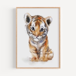 Personalisierte Baby Tiger Poster: Pastell Kinderzimmer Wandkunst, entzückende Kinderzimmer Dekor, individuelles Kinder Geschenk