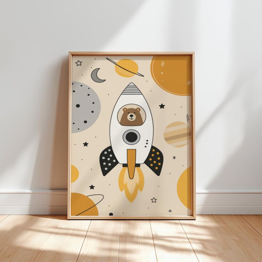 Bear Astronaut Space Print: Rocket Nursery Art (digital Download) - Etsy