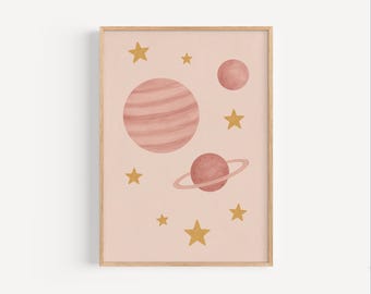 Pastel Planets Nursery Print: Space Wall Art (Digital Download)