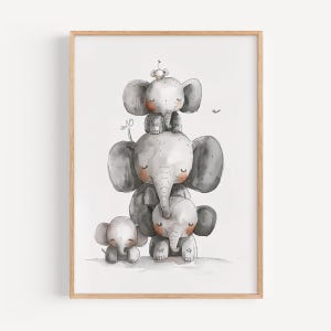 Verspielter Elefantenturm Kinderzimmer Poster: Pastell Wand Kunst für Kinderzimmer Dekor, Baby Geschenk, druckbare Illustration