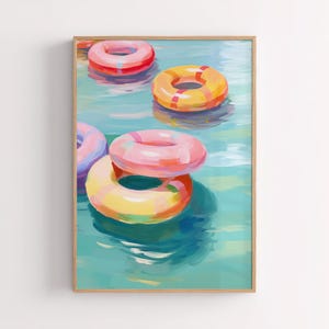 Pastel Pool Float Wall Art – Colorful Inner Tube Print for Beach House Decor | Summer Digital Download | Coastal Girly Poster
