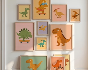 Dinosaur Wall Art Set: 20 Dino Prints for Kids Room (Digital Download