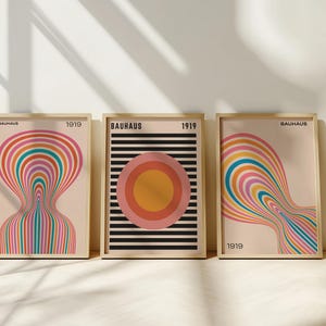 Lot de 3 affiches BAUHAUS, affiche Bauhaus, impression d&#39;art abstrait, art mural Bauhaus, impression d&#39;art Bauhaus ensemble d&#39;art mural Bauhaus téléchargement numérique