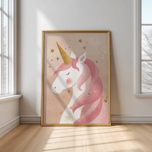 Pastel Unicorn Nursery Wall Art – Magical Baby Girl Poster, Digital Unicorn Print for Kids Room, Whimsical Unicorn Decor Download