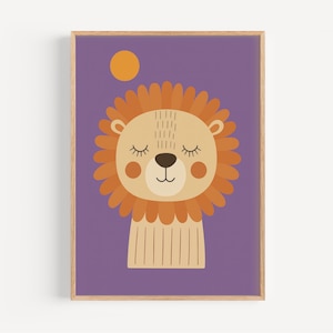 Minimalistischer Löwe Poster: Geometrische Illustration, Kunst Druck für Kinderzimmer Deko, Baby Geschenk