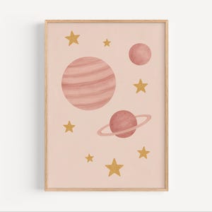 Pastel planets nursery print, space wall art for kids, galaxy room decor, digital download, printable planet poster, celestial baby art