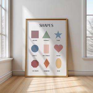 Rainbow Shapes Print, Printable Wall Art, Montessori Nursery Poster, Educational Print, Homeschool Teacher Classroom Decor, DIGITAL DOWNLOAD