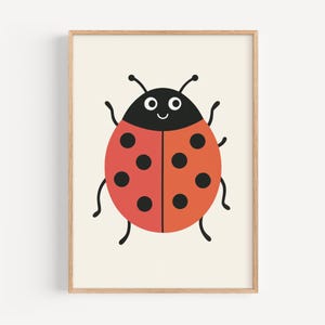 Glücklicher Marienkäfer Kinder Poster: Lebendige Kinderzimmer Illustration für Kinderzimmer Wanddeko