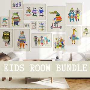 Bundle Nursery Prints - Kids Room Wall Art Collection - Baby Room Decor - Playful Animal Prints - Eclectic Nursery Wall Art