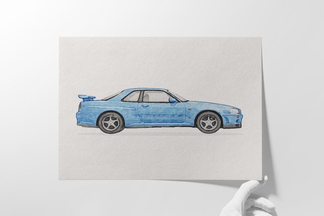 Skyline GT-R R34 Car Print: JDM Garage Wall Art (digital Download) - Etsy