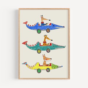 Lebendige Rennfahrer Art Print: Verspielte Kinderzimmer Wanddekoration für Kinderzimmer