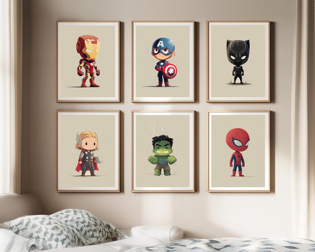 Superhero Nursery Art Set, Comic Style Prints, Boys Room Decor, Digital ...