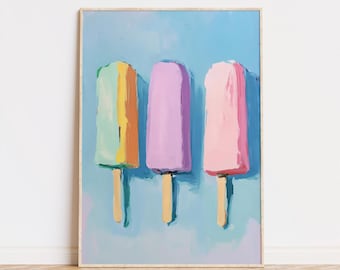 Arte de helados en tonos pastel - Lámina para cocina de verano, habitación infantil, descarga digital