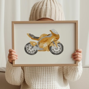 Sportliche Motorrad Aquarell Wandkunst: Minimalistische Kinderzimmer Dekoration für Kinderzimmer, printable Poster