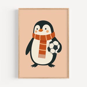 Entzückende Pinguin Sport Illustration: Wandkunst für Kinderzimmer, Kinderzimmer Dekor, druckbares Poster für Kinder